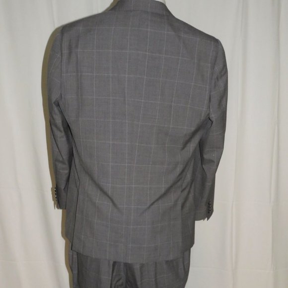Trunk Club Custom Gray Windowpane Plaid Flat Front Two Button Suit 44R - Picture 9 of 15